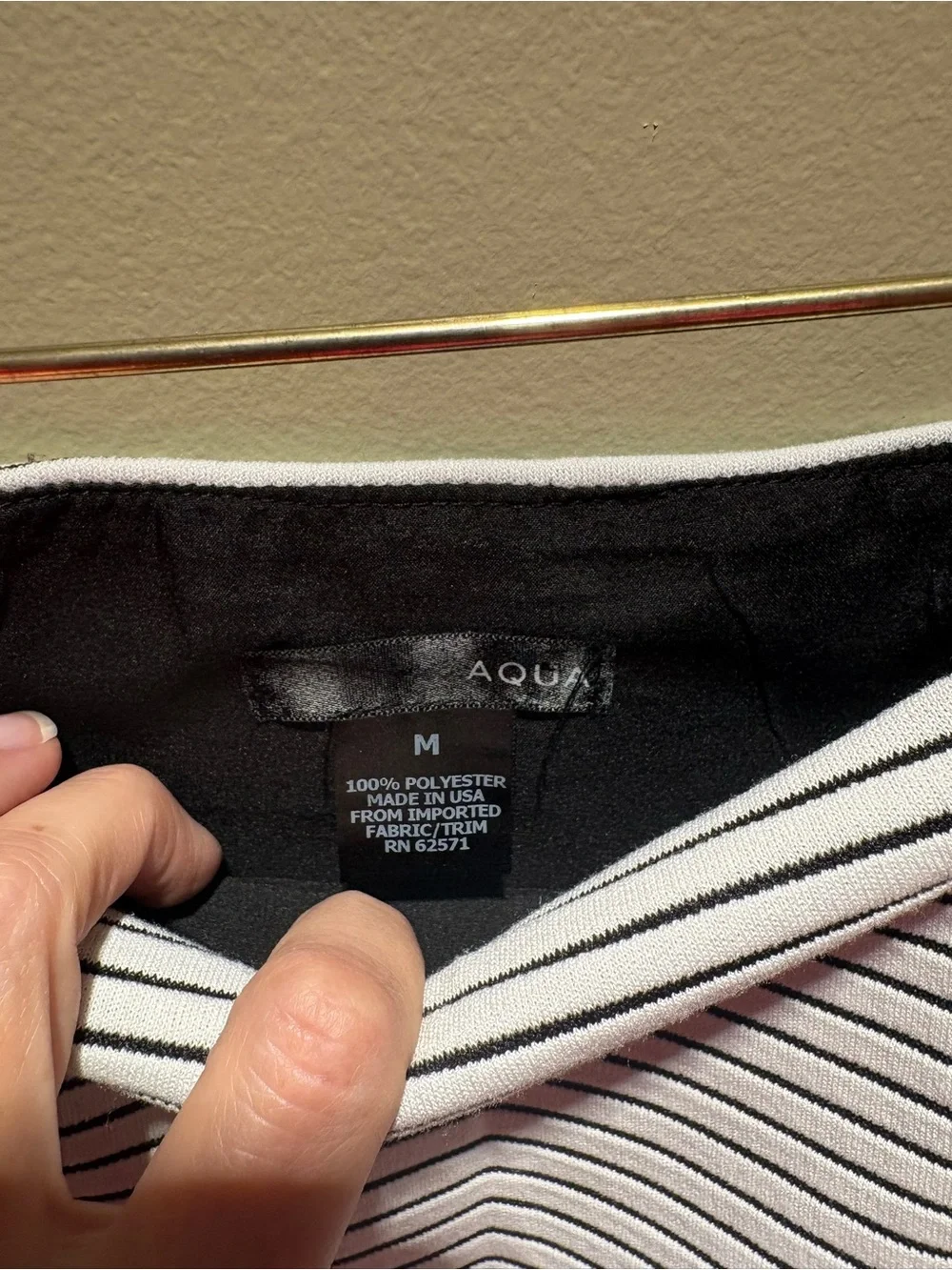 Aqua Black & White Striped Scallop Hem Mini Skirt